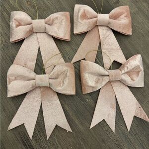 Set of Four Pink Bow Ornaments